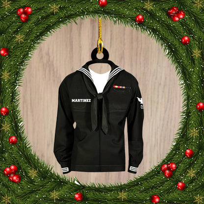 Ornament - Sailor Shirt Navy Custom Name Shaped Ornament, Custom Shaped Flat Ornament Christmas, Christmas Deco - Best gifts your whole family