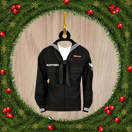 Ornament - Sailor Shirt Navy Custom Name Shaped Ornament, Custom Shaped Flat Ornament Christmas, Christmas Deco - Best gifts your whole family