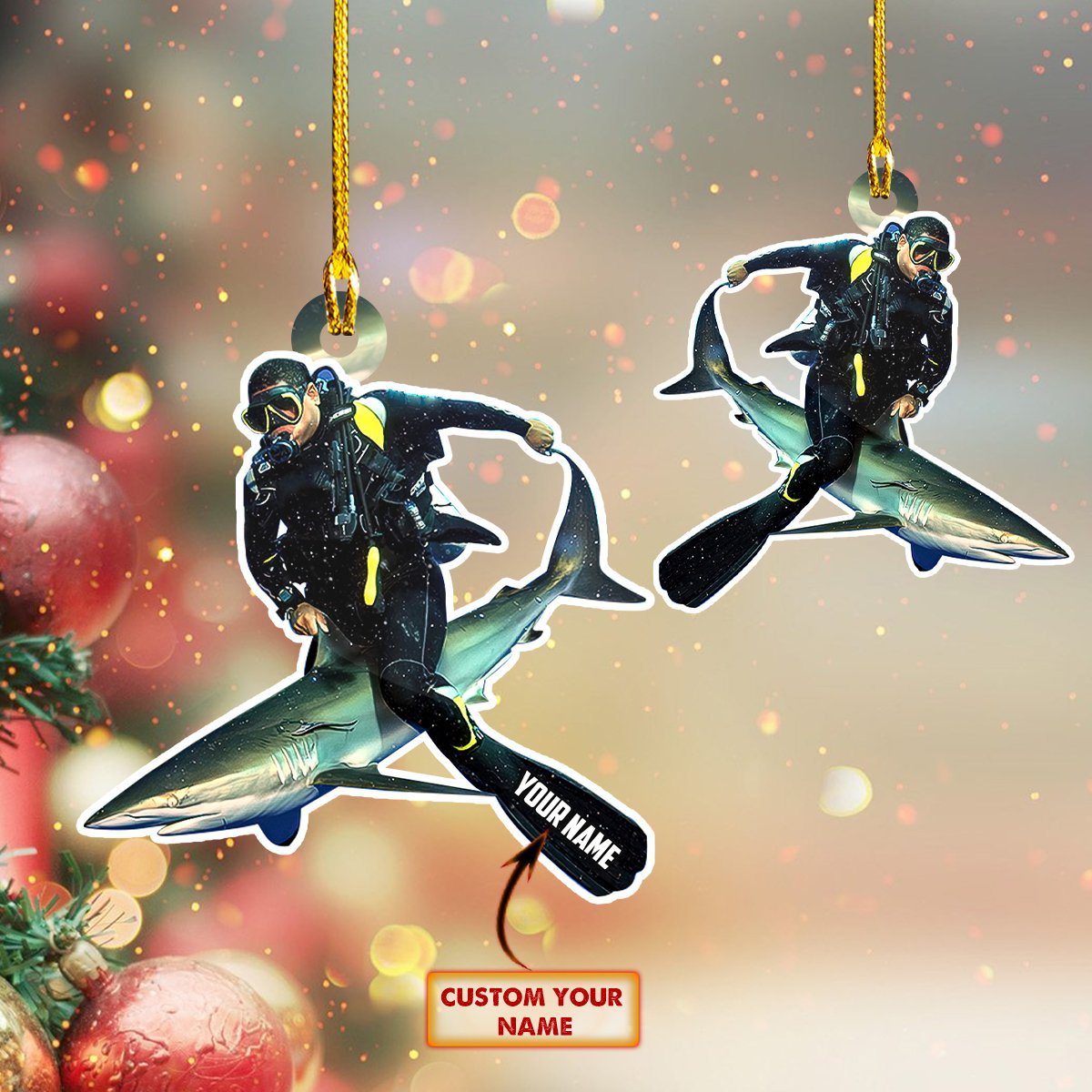 Ornament - SCUBA DIVING - Custom Shaped Flat Ornament, Ornament Christmas, Christmas Decor, Home Deco - Best gifts your whole family