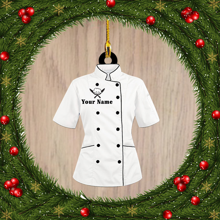 Ornament - Woman Chef Custom Name Shaped Ornament, Custom Shaped Flat Ornament Christma - Best gifts your whole family