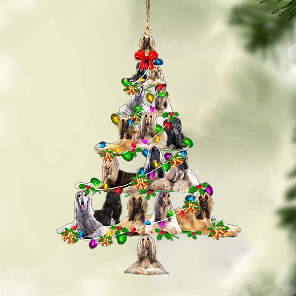 Ornament- Afghan Hound-Christmas Tree Lights-Two Sided Ornament, Happy Christmas Ornament, Car Ornament - Best gifts your whole family
