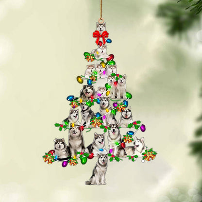Ornament- Alaskan Malamute-Christmas Tree Lights-Two Sided Ornament, Happy Christmas Ornament, Car Ornament - Best gifts your whole family