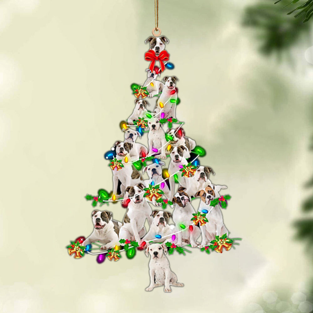 Ornament- American Bulldog-Christmas Tree Lights-Two Sided Ornament, Happy Christmas Ornament, Car Ornament - Best gifts your whole family