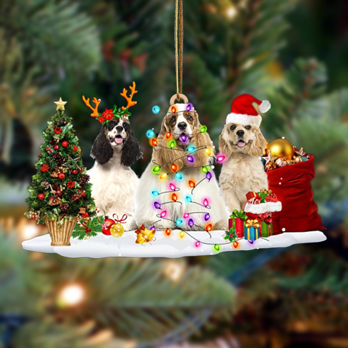 Ornament- American Cocker Spaniel-Christmas Dog Friends Hanging Ornament, Christmas Ornament, Car Ornament - Best gifts your whole family