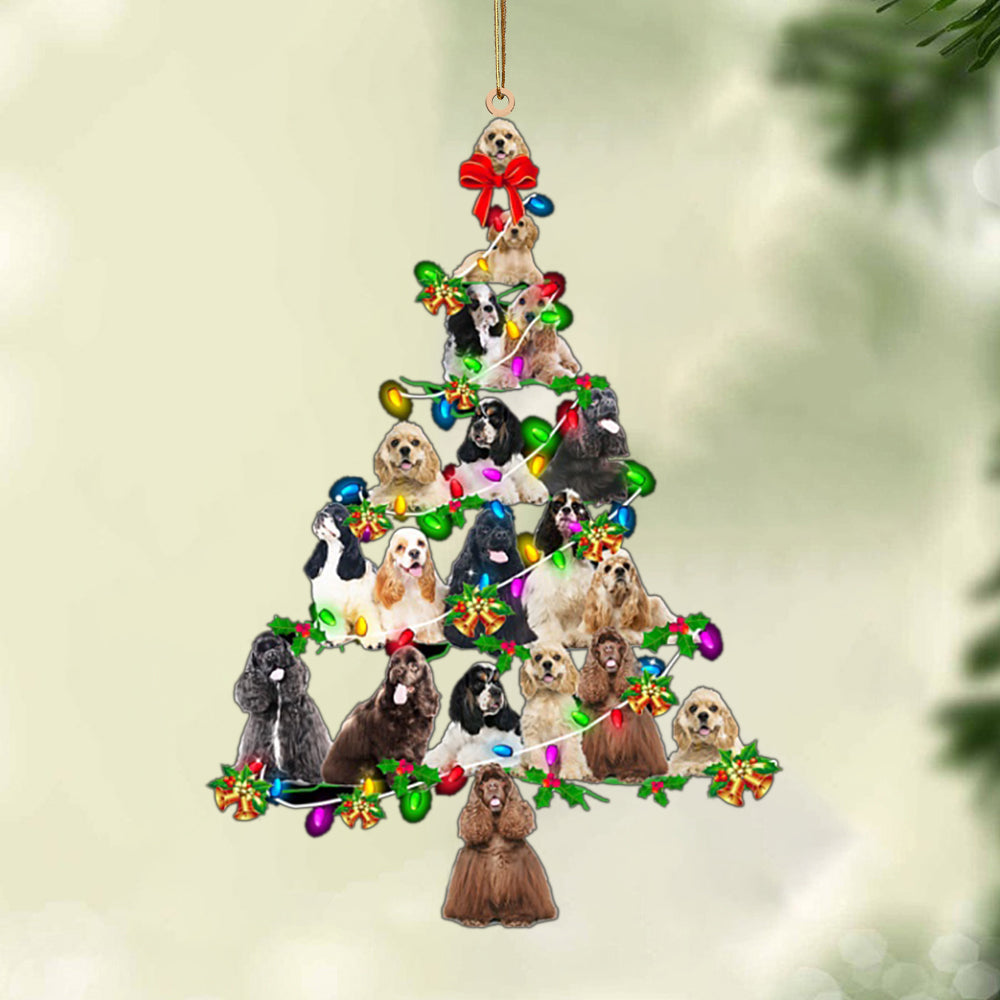 Ornament- American Cocker Spaniel-Christmas Tree Lights-Two Sided Ornament, Christmas Ornament, Car Ornament - Best gifts your whole family