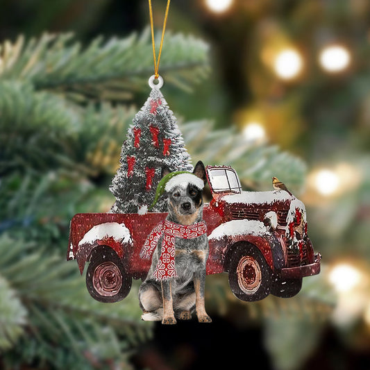 Ornament- Australian Cattle Dog-Christmas Truck Two Sided Ornament, Happy Christmas Ornament, Car Ornament - Best gifts your whole family