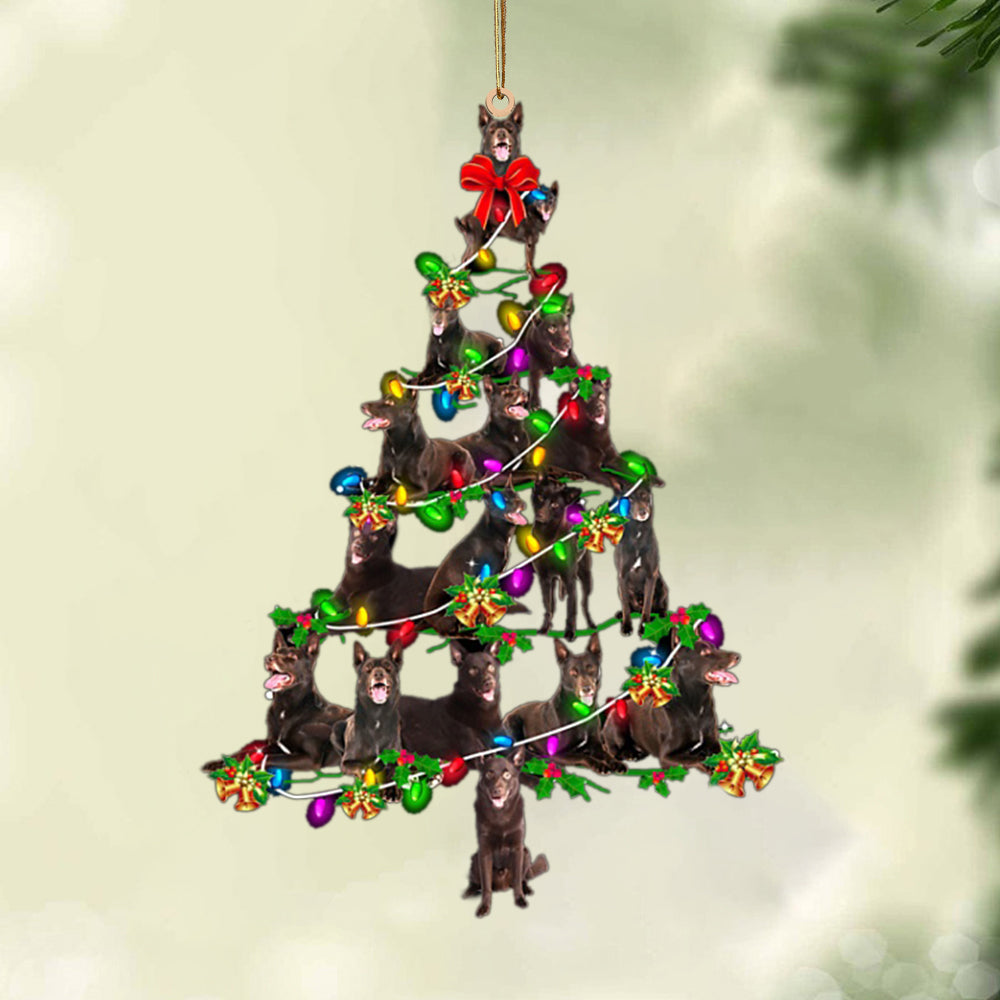 Ornament- Australian Kelpie-Christmas Tree Lights-Two Sided Ornament, Happy Christmas Ornament, Car Ornament - Best gifts your whole family