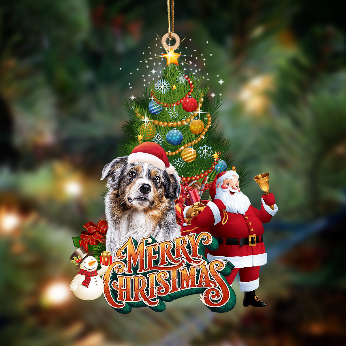 Ornament- Australian Shepherd 2-Christmas Tree&Dog Hanging Ornament, Happy Christmas Ornament, Car Ornament - Best gifts your whole family