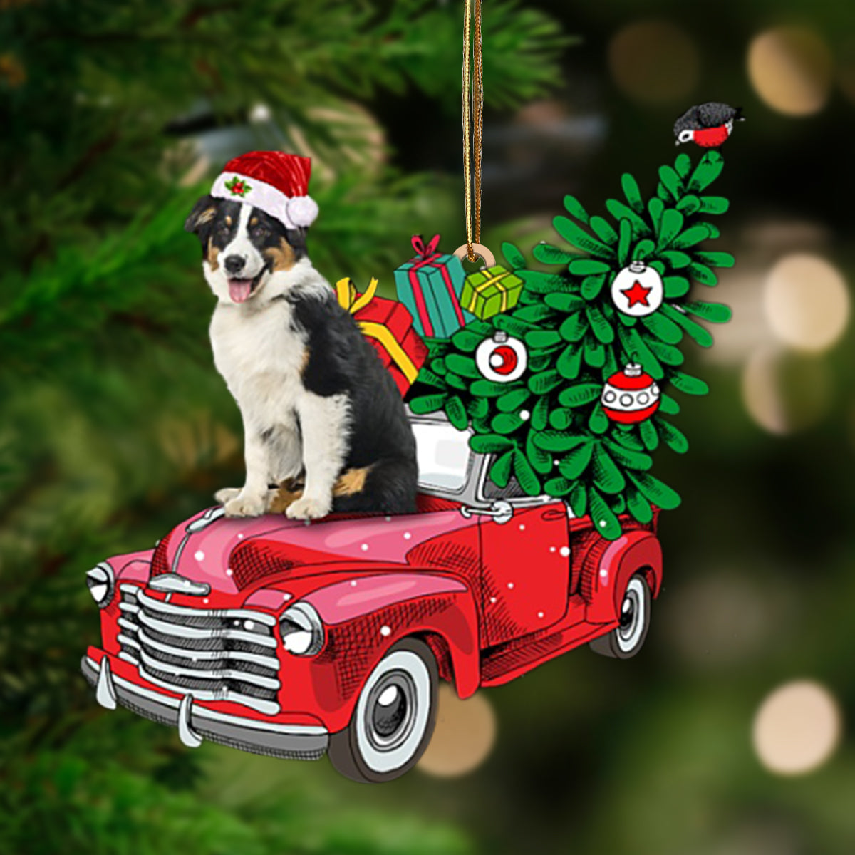 Ornament- Australian Shepherd 2-Pine Truck Hanging Ornament, Happy Christmas Ornament, Car Ornament - Best gifts your whole family