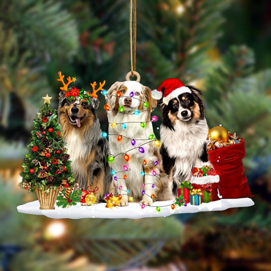 Ornament- Australian Shepherd-Christmas Dog Friends Hanging Ornament, Happy Christmas Ornament, Car Ornament - Best gifts your whole family