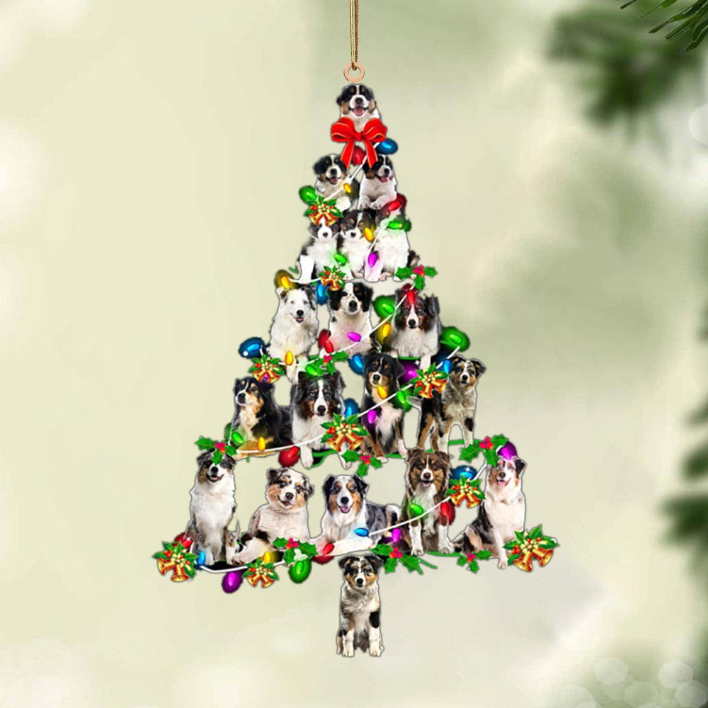 Ornament- Australian Shepherd-Christmas Tree Lights-Two Sided Ornament, Christmas Ornament, Car Ornament - Best gifts your whole family