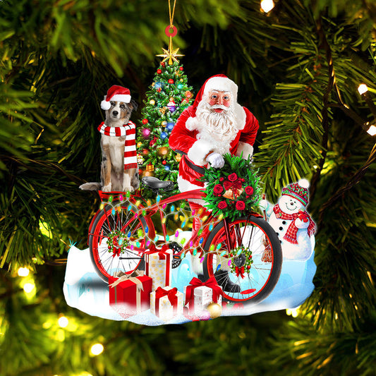Ornament- Australian Shepherd On Santa's Bike Ornament Dog Ornament, Car Ornament, Christmas Ornament - Best gifts your whole family