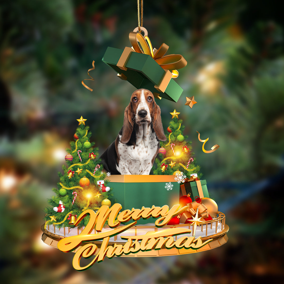 Ornament- Basset Hound-Christmas Gifts&dogs Hanging Ornament, Happy Christmas Ornament, Car Ornament - Best gifts your whole family