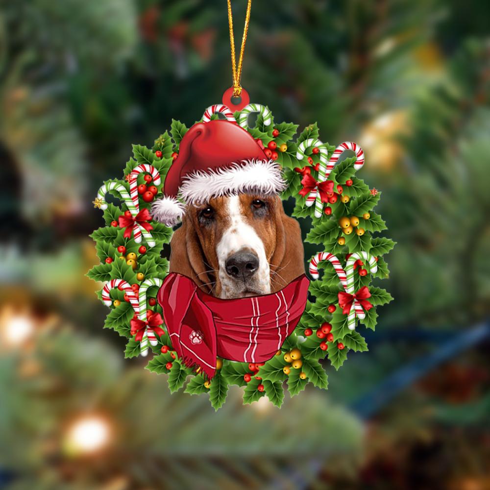 Ornament- Basset Hound-Xmas Bandana Hanging Ornament, Happy Christmas Ornament, Car Ornament - Best gifts your whole family