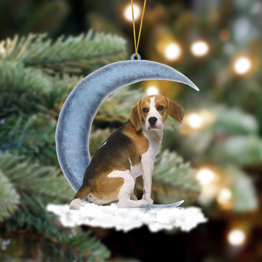 Ornament- Beagle Sits On The Moon Hanging Ornament Dog Ornament, Car Ornament, Christmas Ornament - Best gifts your whole family
