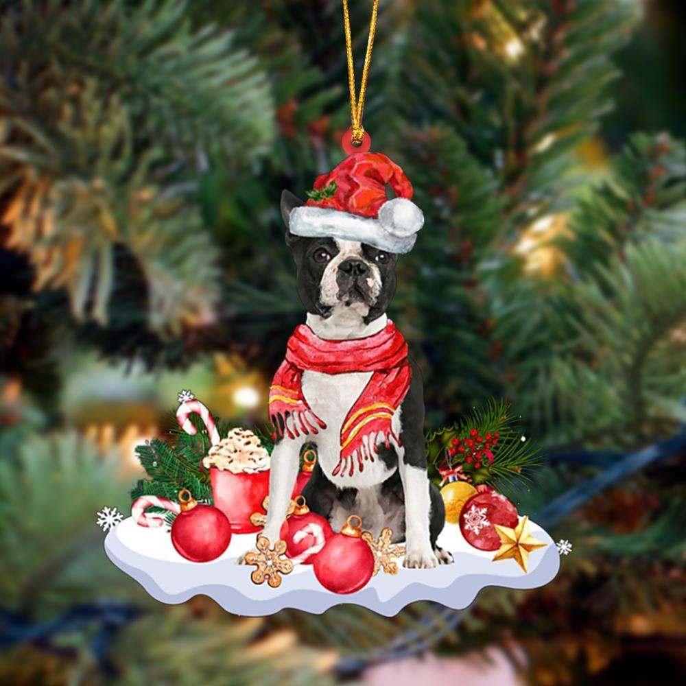 Ornament- BLACK Boston Terrier-Better Christmas Hanging Ornament, Happy Christmas Ornament, Car Ornament - Best gifts your whole family