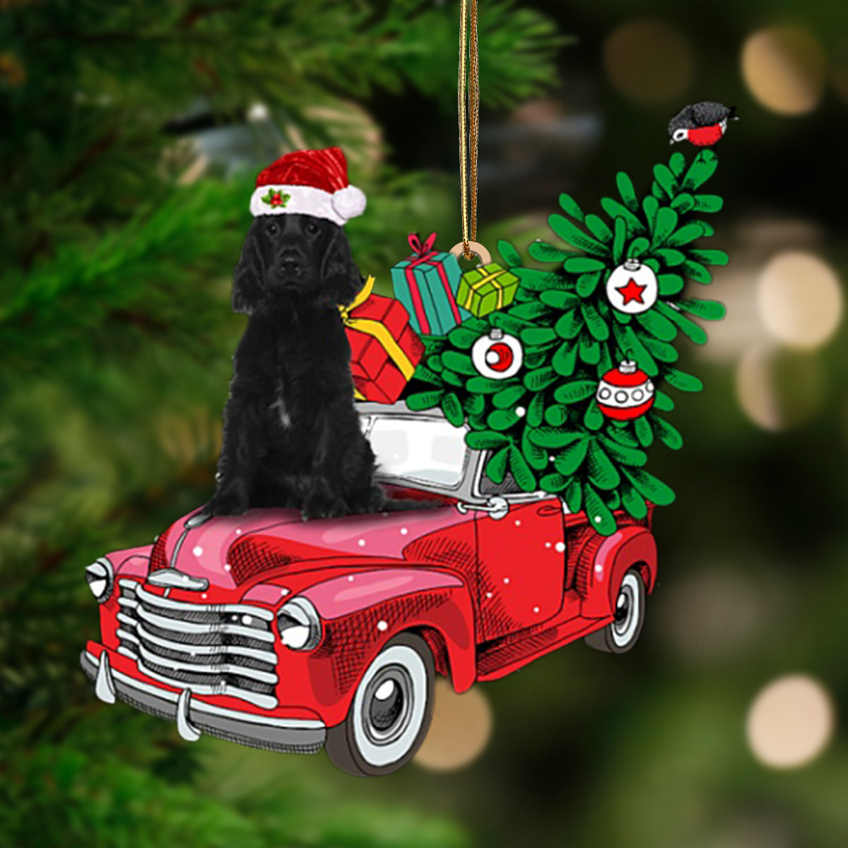 Ornament- BLACK Cocker Spaniel-Pine Truck Hanging Ornament, Happy Christmas Ornament, Car Ornament - Best gifts your whole family