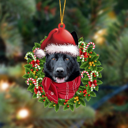 Ornament- BLACK German Shepherd-Xmas Bandana Hanging Ornament, Happy Christmas Ornament, Car Ornament - Best gifts your whole family