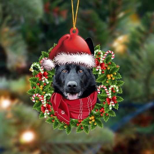 Ornament- BLACK German Shepherd-Xmas Bandana Hanging Ornament, Happy Christmas Ornament, Car Ornament - Best gifts your whole family