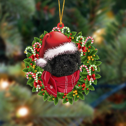 Ornament- BLACK Labradoodle-Xmas Bandana Hanging Ornament, Happy Christmas Ornament, Car Ornament - Best gifts your whole family
