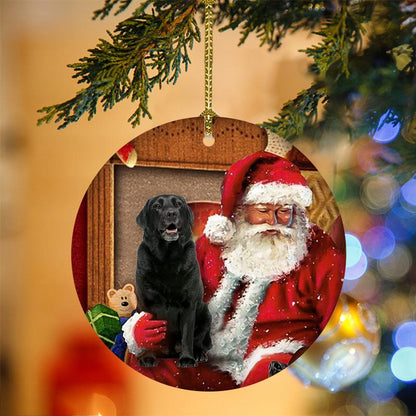 Ornament- Black Labrador With Santa Christmas Ornament, Happy Christmas Ornament, Car Ornament - Best gifts your whole family
