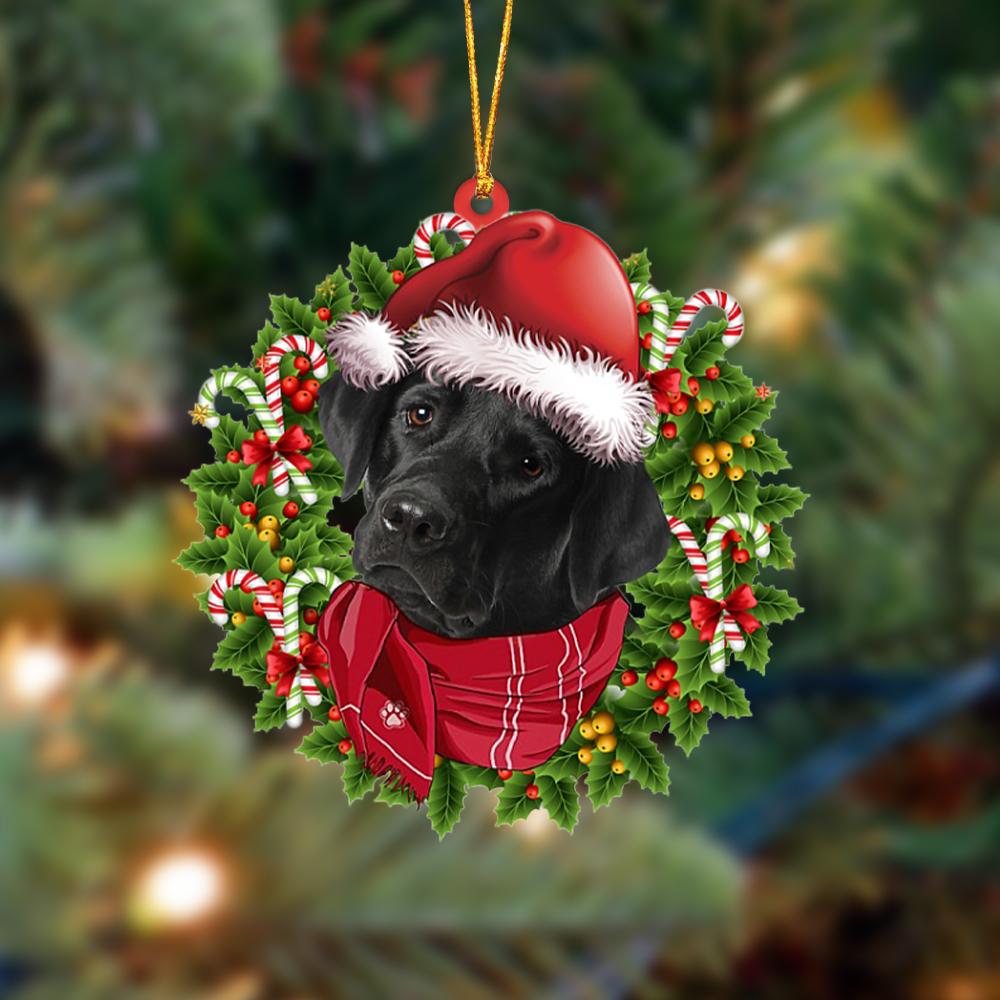 Ornament- BLACK Labrador-Xmas Bandana Hanging Ornament, Happy Christmas Ornament, Car Ornament - Best gifts your whole family