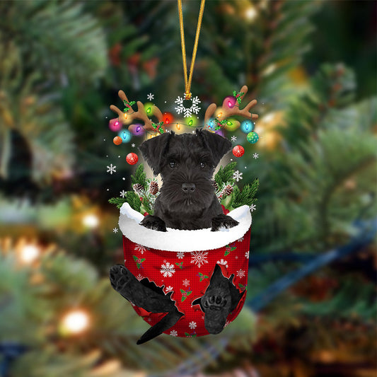 Ornament- BLACK Miniature Schnauzer-In Christmas Pocket Two Sides Ornament, Christmas Ornament, Car Ornament - Best gifts your whole family