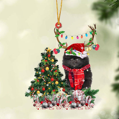 Ornament- BLACK Pomeranian-Christmas Tree Gift Hanging Ornament, Happy Christmas Ornament, Car Ornament - Best gifts your whole family
