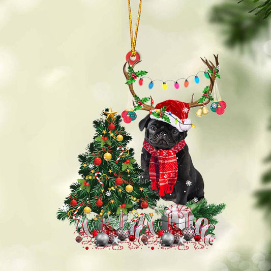 Ornament- BLACK Pug 1-Christmas Tree Gift Hanging Ornament, Happy Christmas Ornament, Car Ornament - Best gifts your whole family