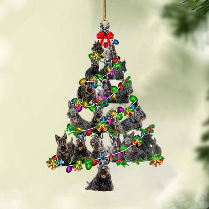 Ornament- Black Scottish Terrier-Christmas Tree Lights-Two Sided Ornament, Christmas Ornament, Car Ornament - Best gifts your whole family