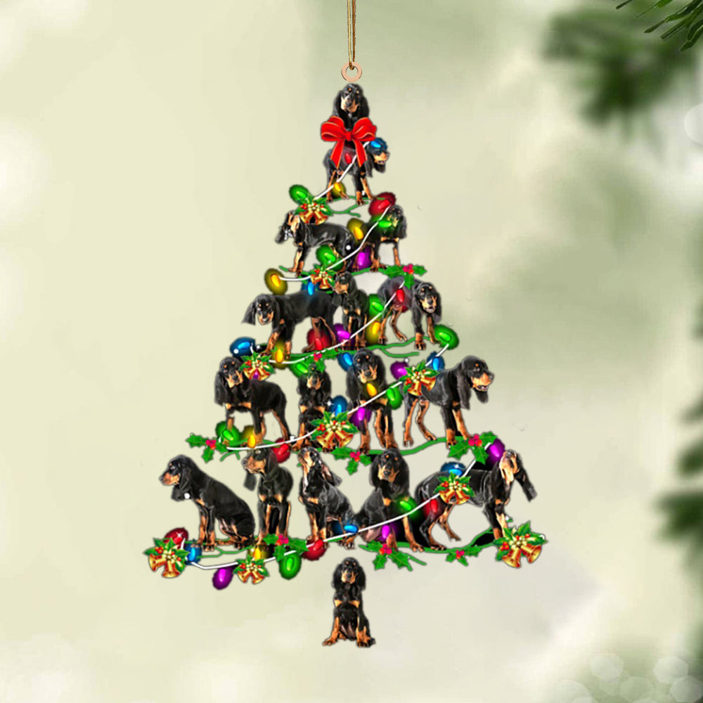 Ornament- Black Tan Coonhound -Christmas Tree Lights-Two Sided Ornament, Christmas Ornament, Car Ornament - Best gifts your whole family