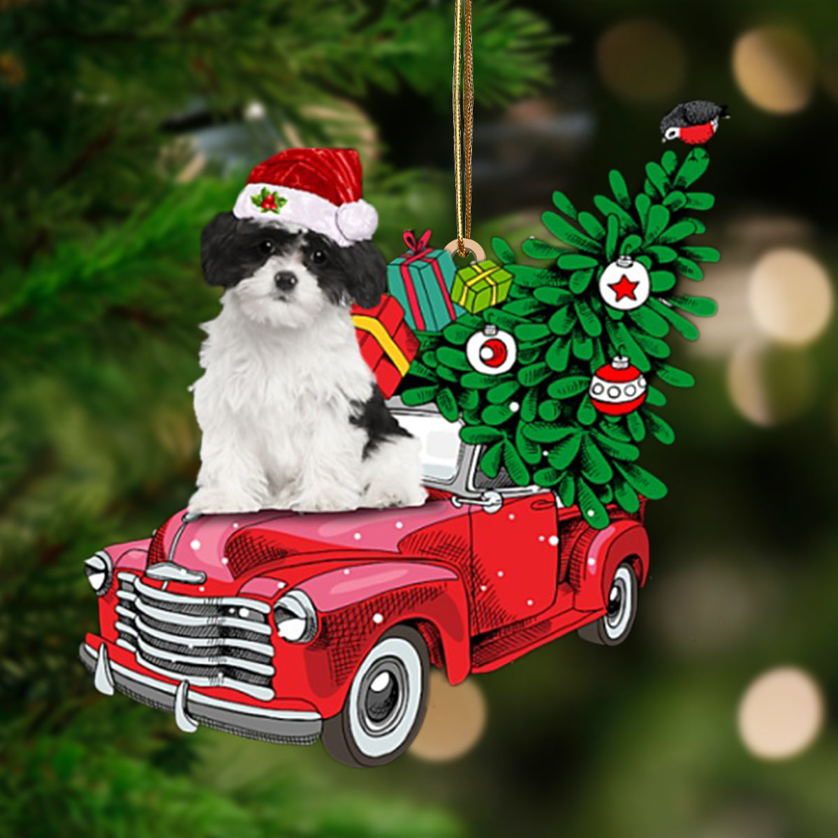 Ornament- BLACK WHITE Havanese Phone Ca-Pine Truck Hanging Ornament, Happy Christmas Ornament, Car Ornament - Best gifts your whole family
