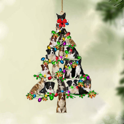 Ornament- Border Collie-Christmas Tree Lights-Two Sided Ornament, Happy Christmas Ornament, Car Ornament - Best gifts your whole family