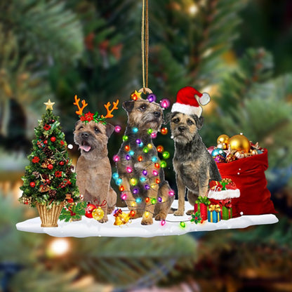 Ornament- Border Terrier-Christmas Dog Friends Hanging Ornament, Happy Christmas Ornament, Car Ornament - Best gifts your whole family