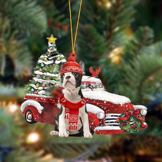 Ornament- Boston Terrier3-Christmas Car Two Sided Ornament, Happy Christmas Ornament, Car Ornament - Best gifts your whole family