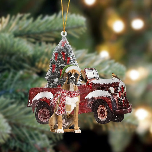 Ornament- Boxer-Christmas Truck Two Sided Ornament, Happy Christmas Ornament, Car Ornament - Best gifts your whole family