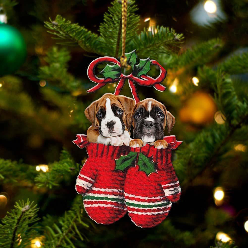 Ornament- Boxer Inside Your Gloves Christmas Holiday-Two Sided Ornament, Christmas Ornament, Car Ornament - Best gifts your whole family