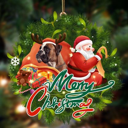 Ornament- boxer-Santa & dog Hanging Ornament, Happy Christmas Ornament, Car Ornament - Best gifts your whole family