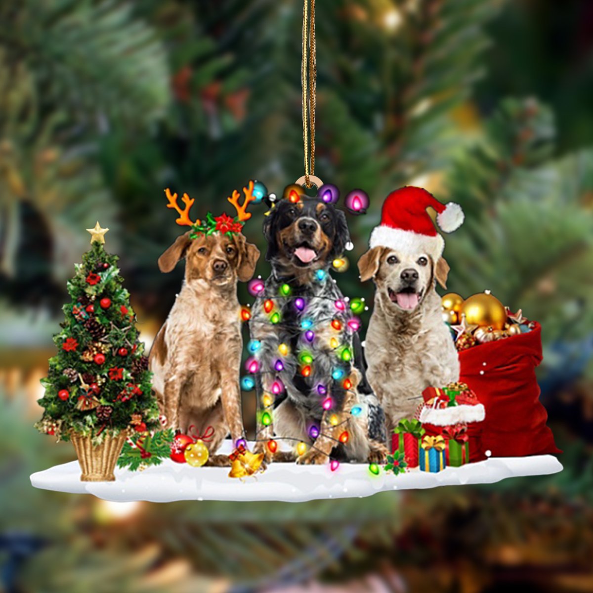 Ornament- Brittany-Christmas Dog Friends Hanging Ornament, Happy Christmas Ornament, Car Ornament - Best gifts your whole family