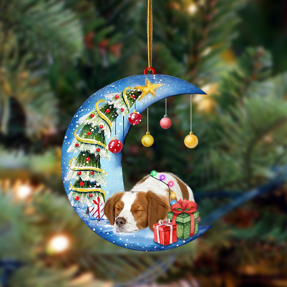 Ornament- Brittany Spaniel-Sleep On The Moon Christmas Two Sided Ornament, Christmas Ornament, Car Ornament - Best gifts your whole family