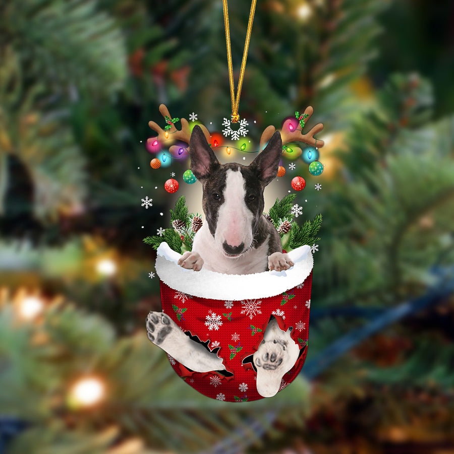 Ornament- Bull Terrier-In Christmas Pocket Two Sides Ornament, Happy Christmas Ornament, Car Ornament - Best gifts your whole family