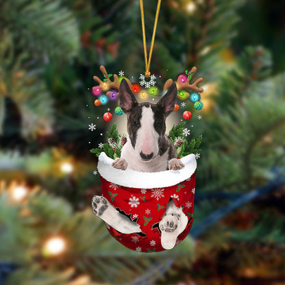 Ornament- Bull Terrier-In Christmas Pocket Two Sides Ornament, Happy Christmas Ornament, Car Ornament - Best gifts your whole family