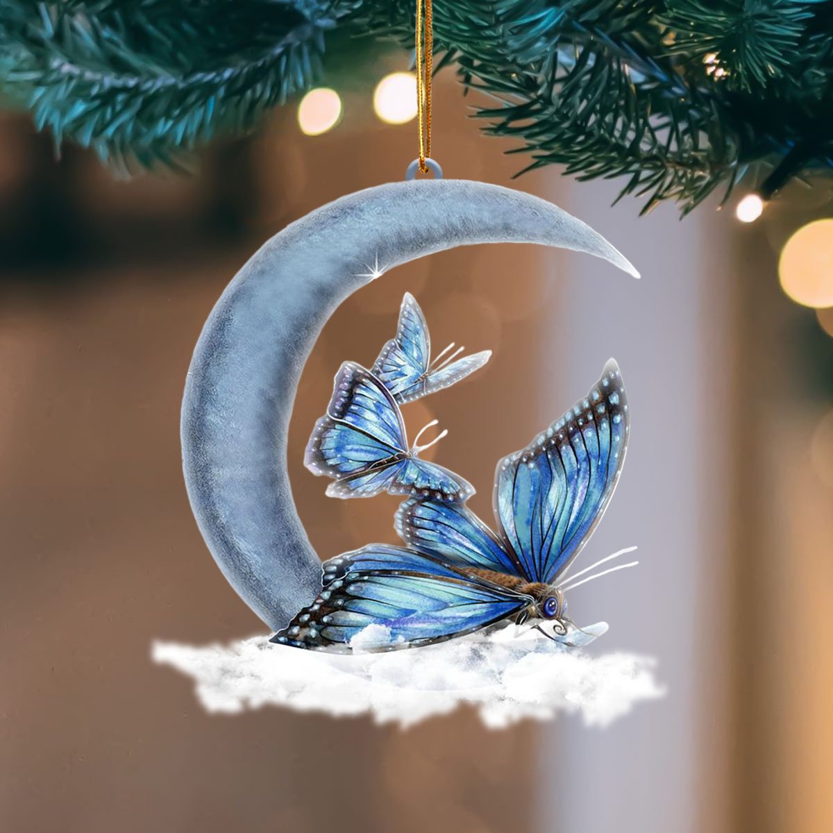 Ornament- Butterfly Blue Moon Hanging Ornament Dog Ornament, Car Ornament, Christmas Ornament - Best gifts your whole family
