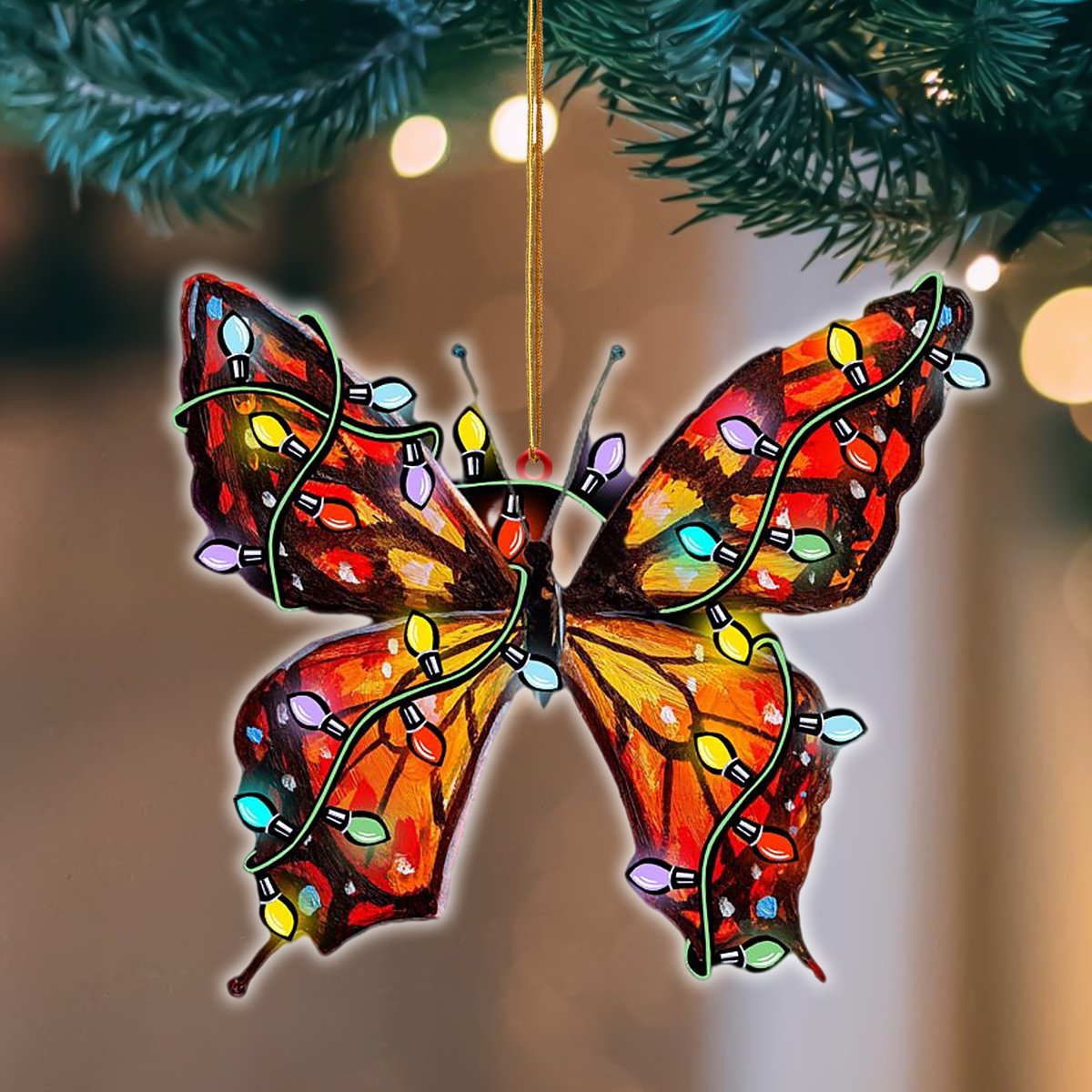 Ornament- Butterfly Christmas Light Hanging Ornament Dog Ornament, Car Ornament, Christmas Ornament - Best gifts your whole family