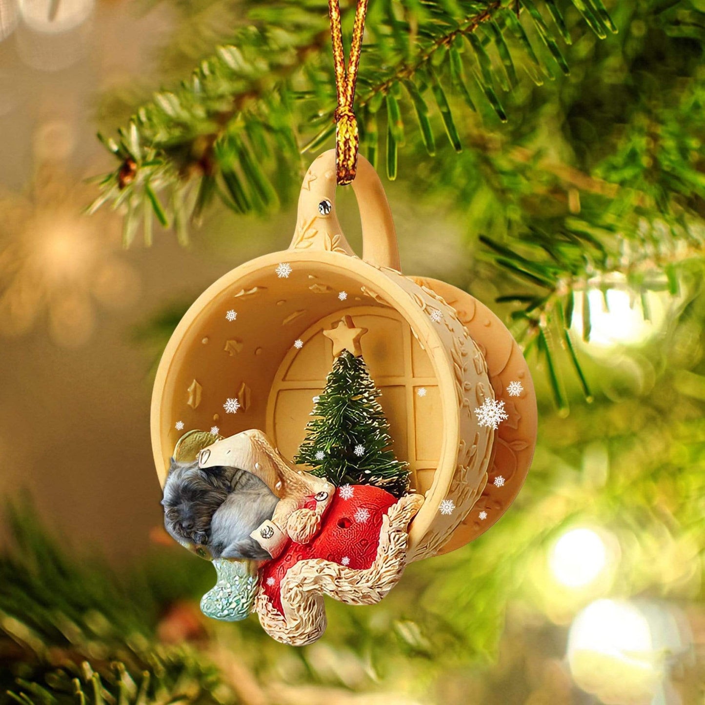 Ornament- Cairn Terrier Sleeping In A Cup Christmas Ornament Dog Ornament, Car Ornament, Christmas Ornament - Best gifts your whole family