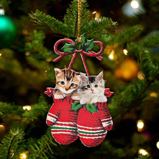 Ornament- Cat Inside Your Gloves Christmas Holiday-Two Sided Ornament, Happy Christmas Ornament, Car Ornament - Best gifts your whole family
