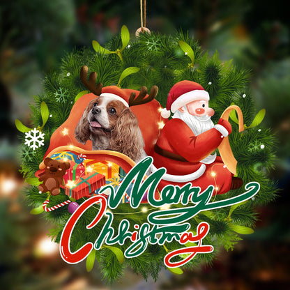Ornament- Cavalier King Spaniel-Santa & dog Hanging Ornament, Happy Christmas Ornament, Car Ornament - Best gifts your whole family