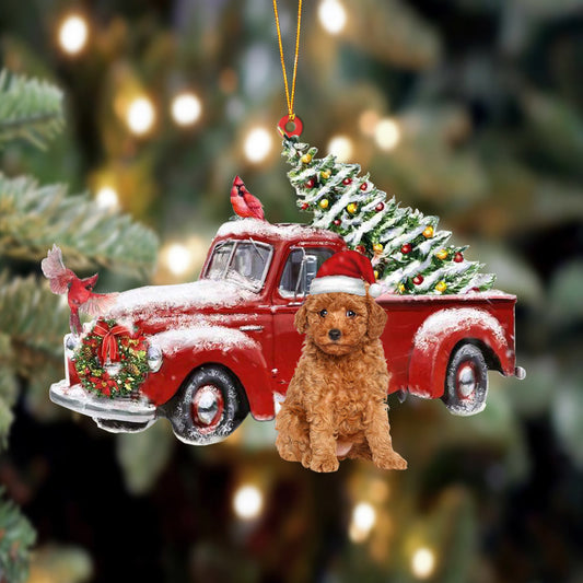 Ornament- Cavapoo-Cardinal & Truck Two Sided Ornament, Happy Christmas Ornament, Car Ornament - Best gifts your whole family