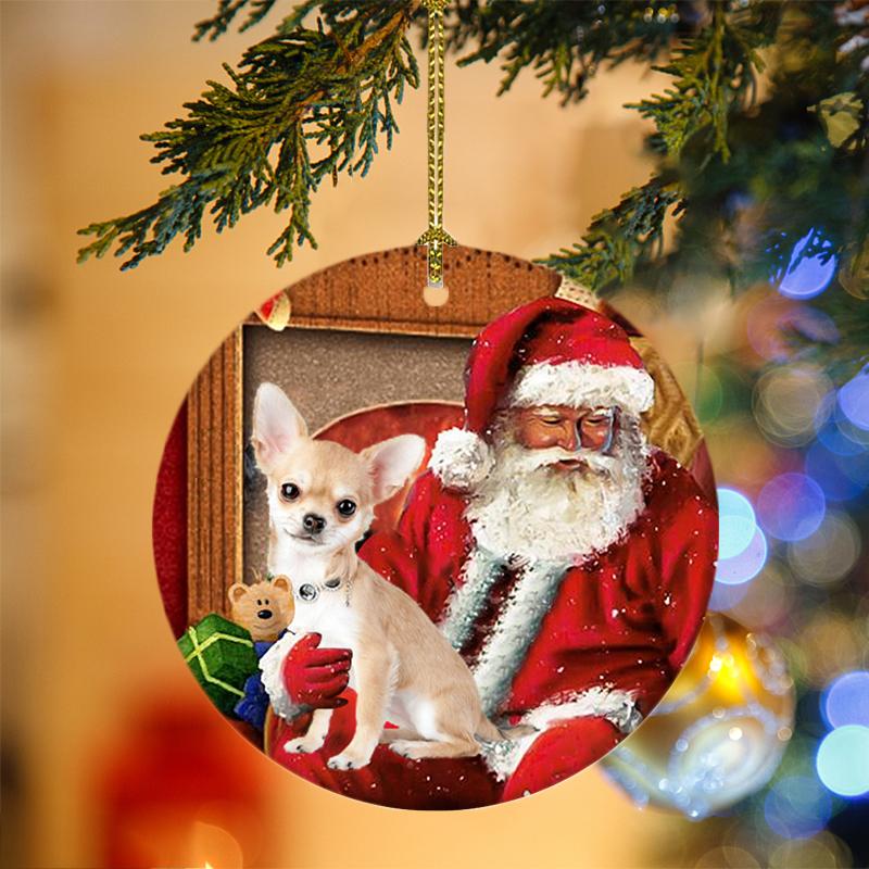 Ornament- Chihuahua-2 With Santa Christmas Ornament, Happy Christmas Ornament, Car Ornament - Best gifts your whole family
