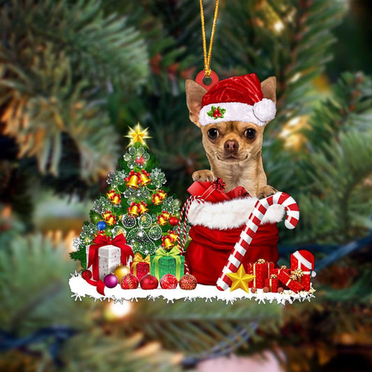 Ornament- Chihuahua Gift Bag Merry Christmas Ornament Dog Ornament, Car Ornament, Christmas Ornament - Best gifts your whole family